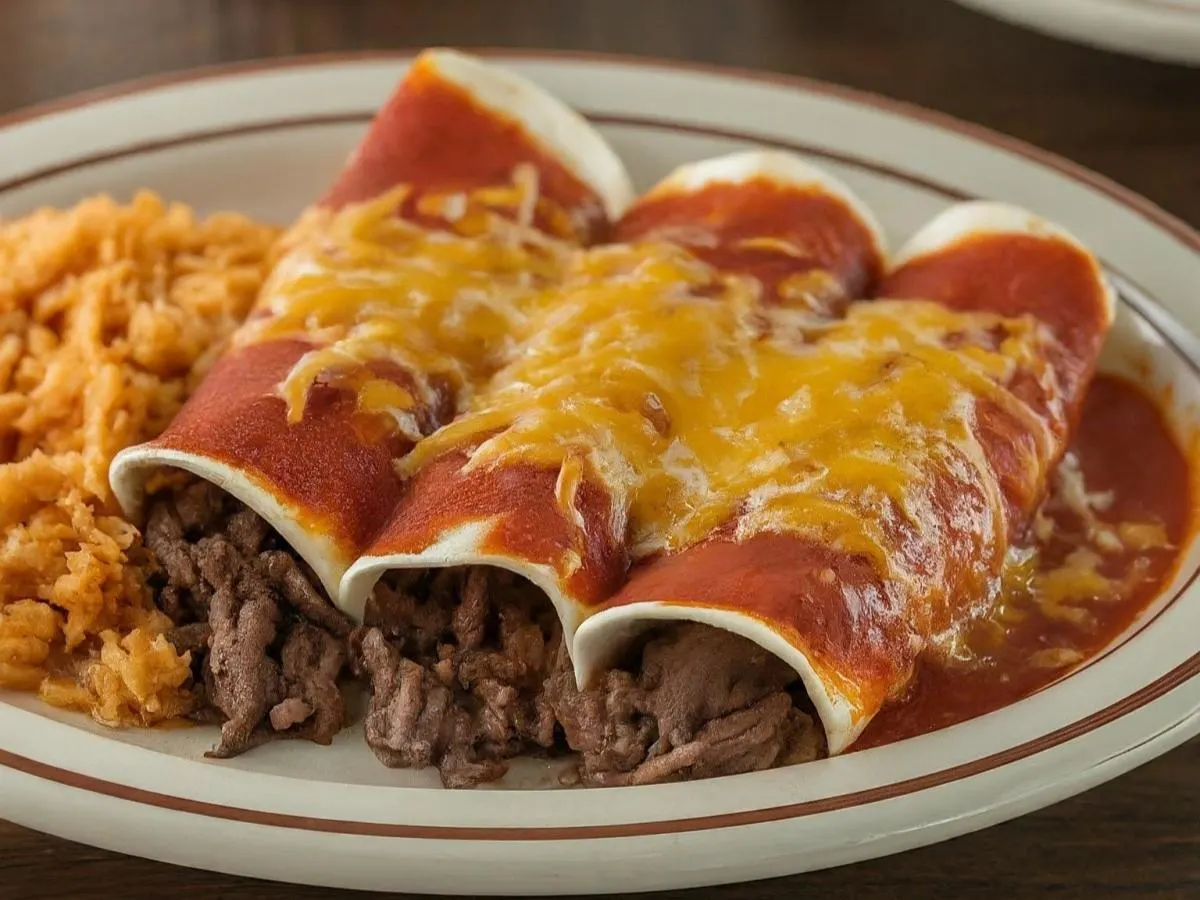 Beef Enchiladas Rojas Plate Beef Enchiladas Rojas Plate