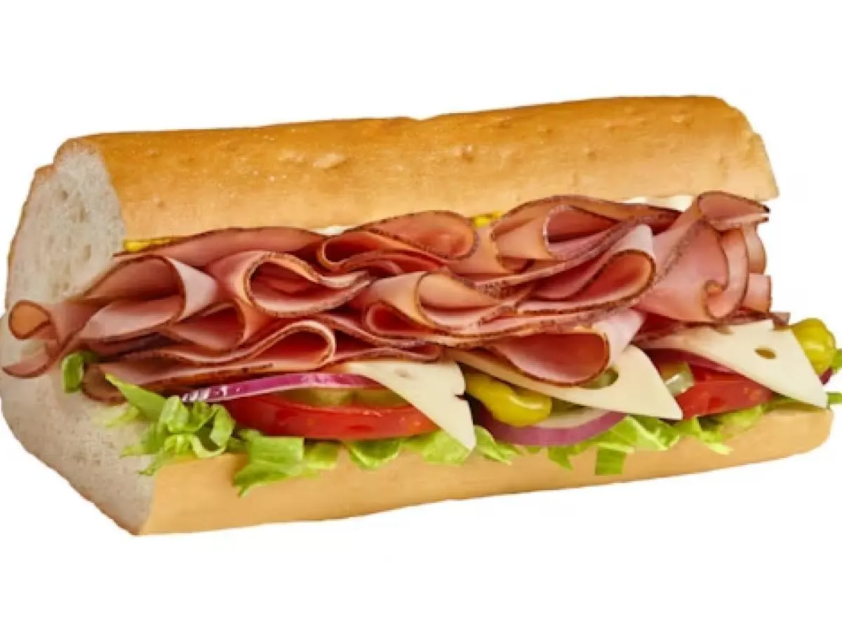 Ham and Swiss Sub on White Bread and Side Salad Combo (No Tomatoes) Ham and Swiss Sub on White Bread and Side Salad Combo (No Tomatoes)