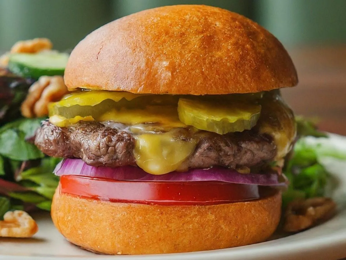 Plant Based Impossible Burger (No Lettuce) with Mixed Green Salad