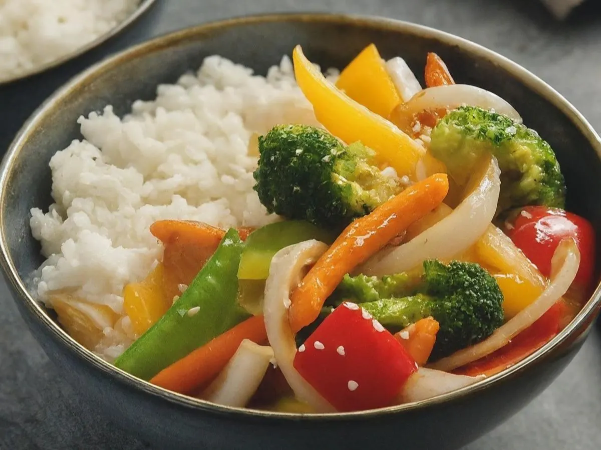 Vegan Teriyaki Mixed Vegetables and Rice