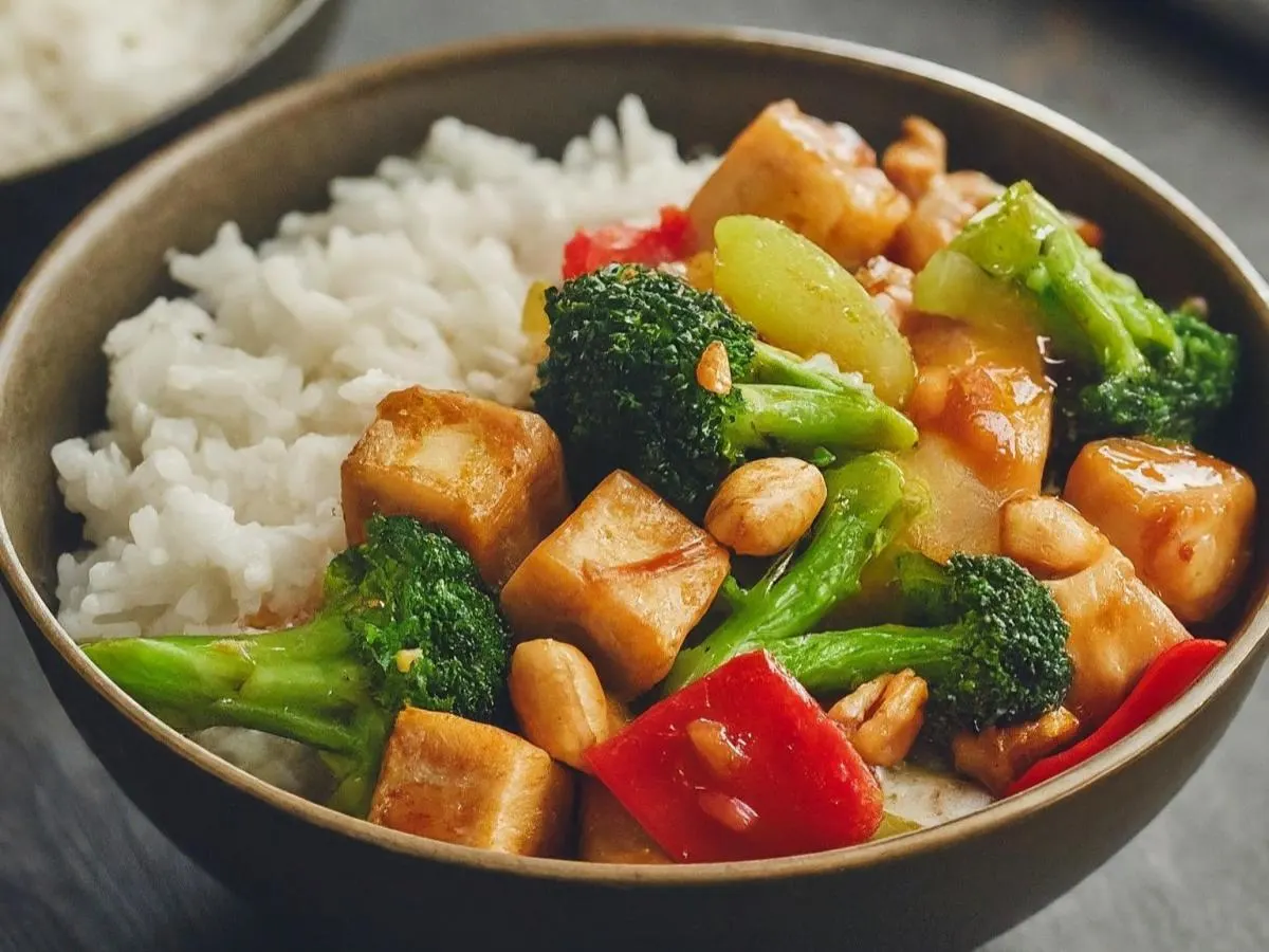 Vegan Kung Pao Tofu and Rice