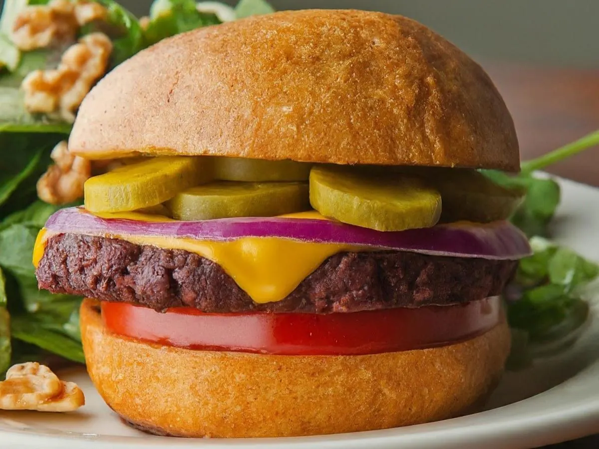 Plant Based Impossible Burger with Mixed Green Salad