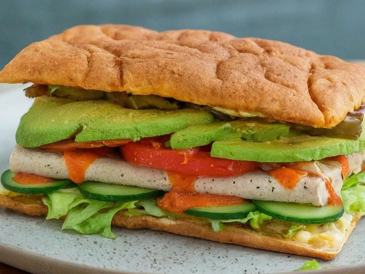 Me So Vegan Sandwich (NO SRIRACHA) with Dutch Crunch and Side Salad Combo Me So Vegan Sandwich (NO SRIRACHA) with Dutch Crunch and Side Salad Combo