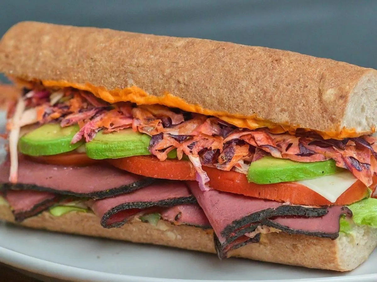 One Night Stand on a Whole Wheat Roll With Fruit Salad One Night Stand on a Whole Wheat Roll With Fruit Salad