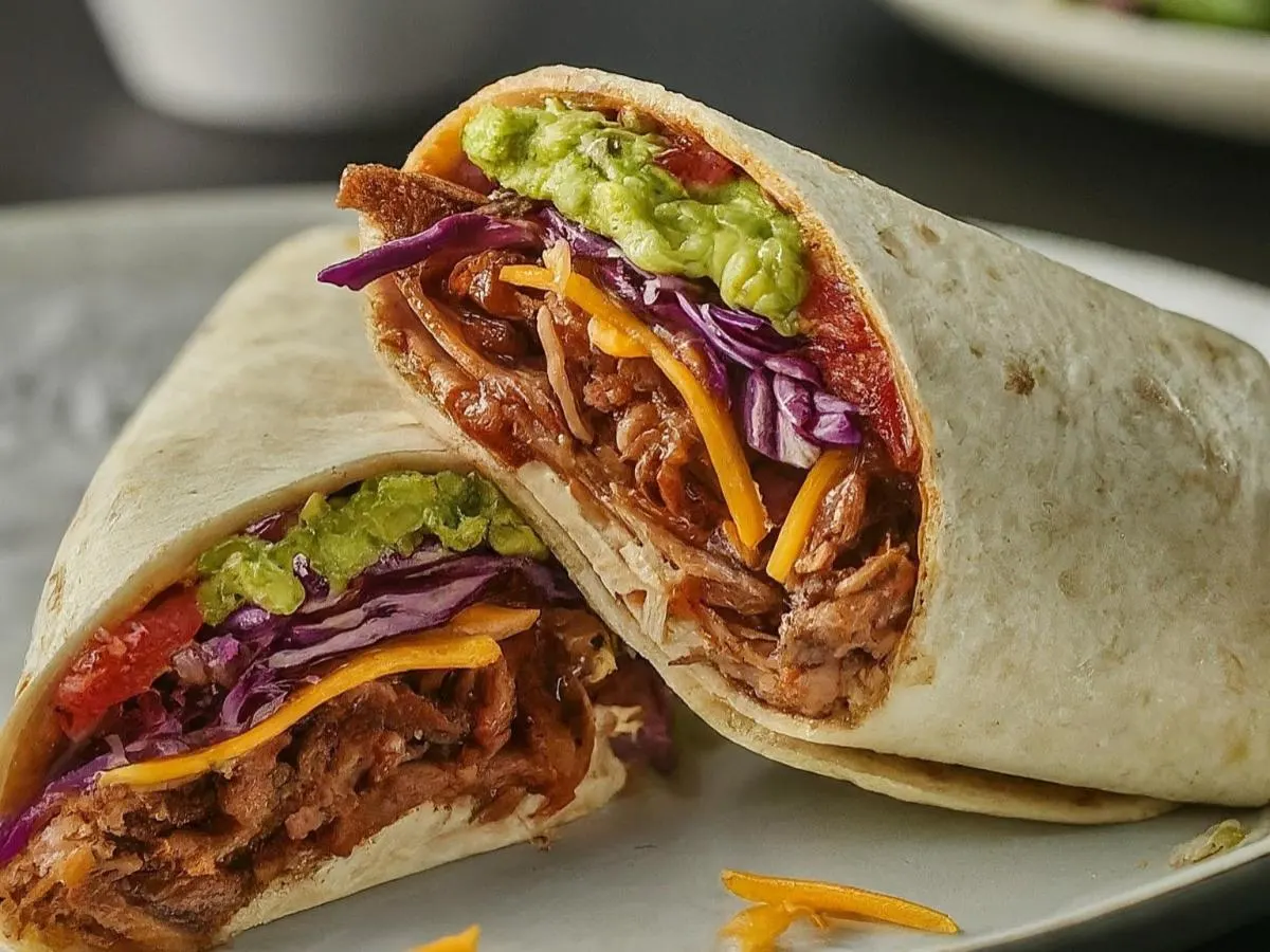 Pulled Pork Wrap with Brown Rice Pulled Pork Wrap with Brown Rice