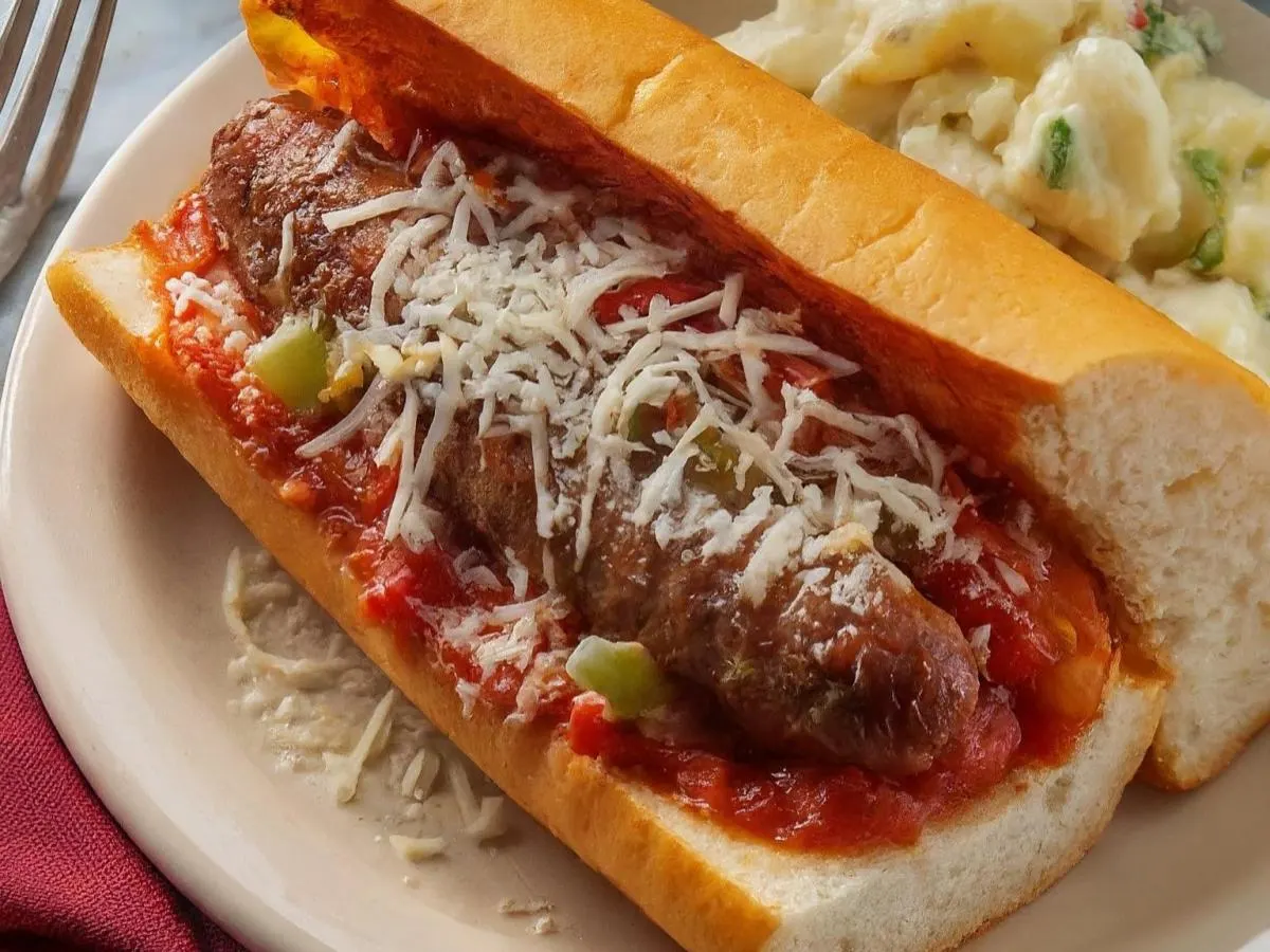 The Sausage Peppers Lonely Onions Club with Potato Salad
