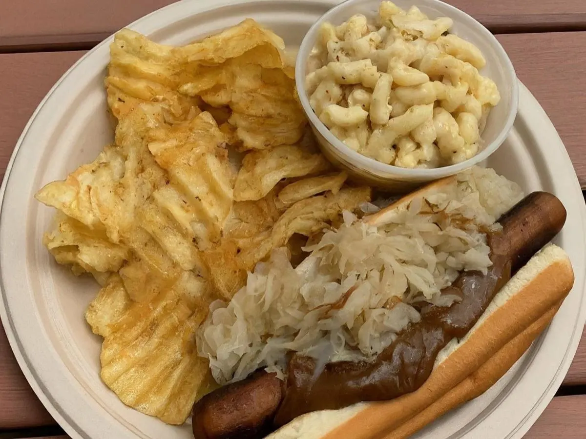 Vegan Sauerkraut Hot Dog Meal