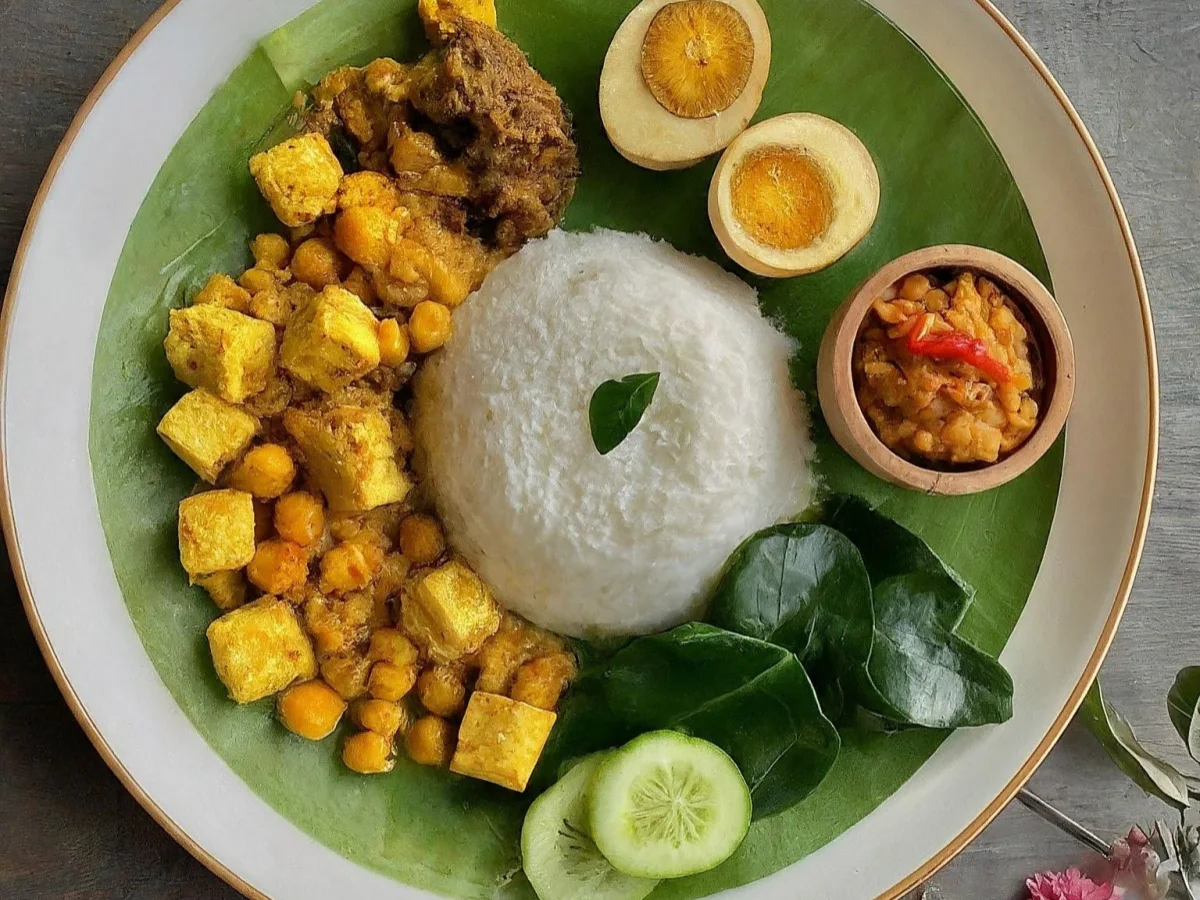 Nasi Lemak with Tofu & Chickpea Curry (Vegetarian & Nut Free) Boxed Meal [Small]