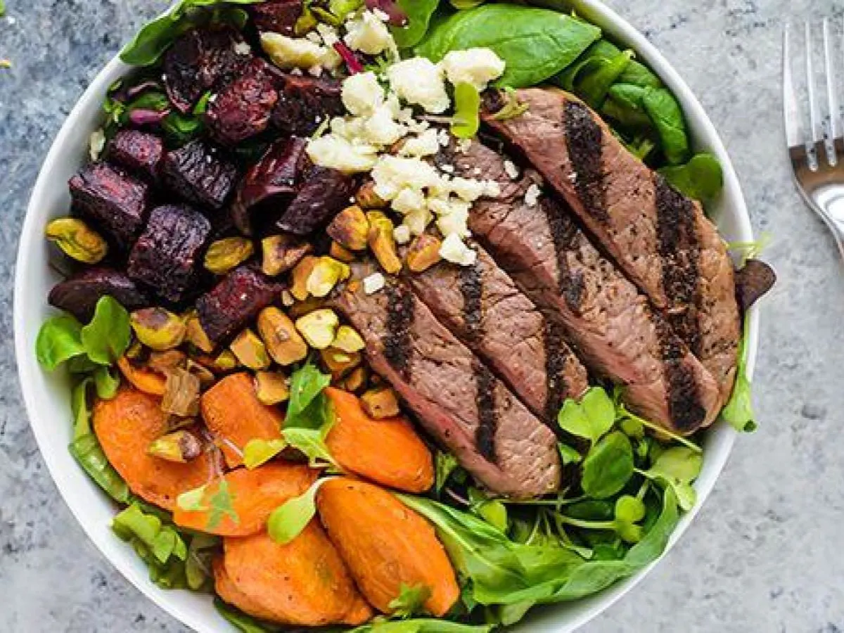 Basil Salad with Coffee and Pepper Crusted Akaushi Wagyu Sirloin Basil Salad with Coffee and Pepper Crusted Akaushi Wagyu Sirloin