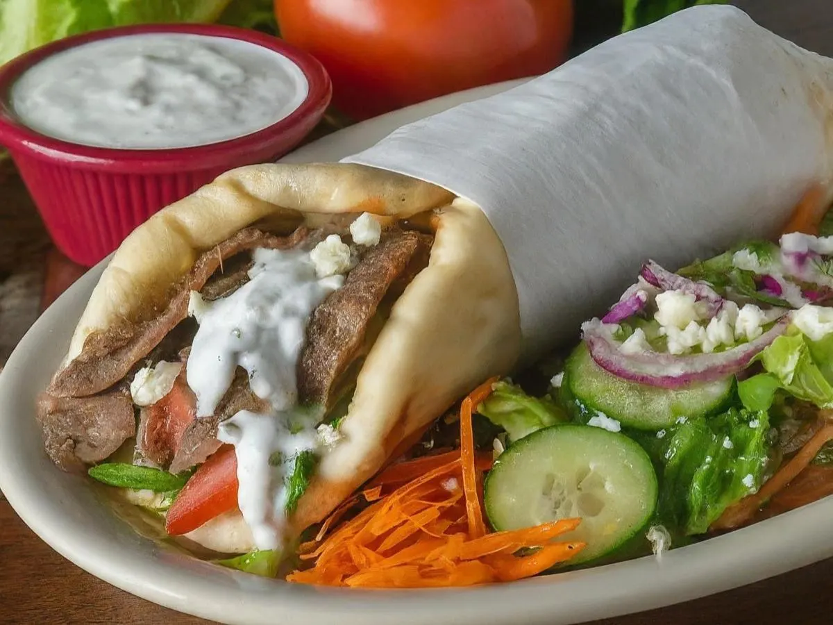 Lamb and Beef Gyro Wrap & House Salad Lamb and Beef Gyro Wrap & House Salad