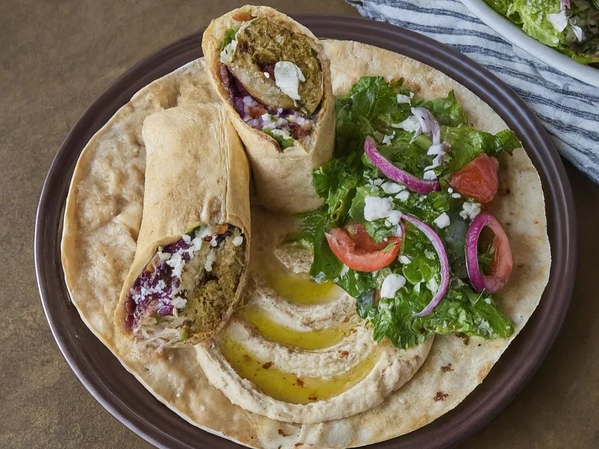 Mediterranean Veggie Wrap & House Salad (NO CHEESE) Mediterranean Veggie Wrap & House Salad (NO CHEESE)