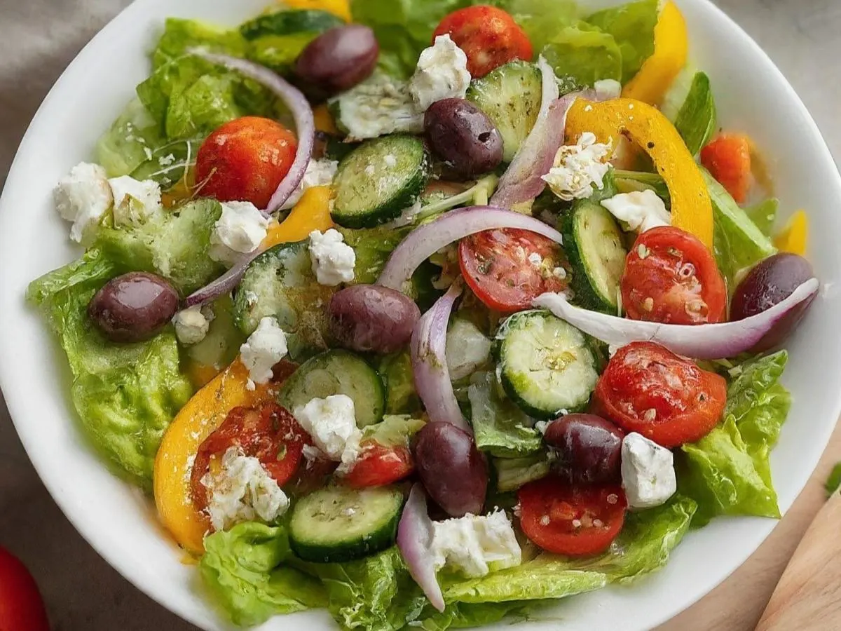 Greek Salad with Olive OIl Dressing Greek Salad with Olive OIl Dressing