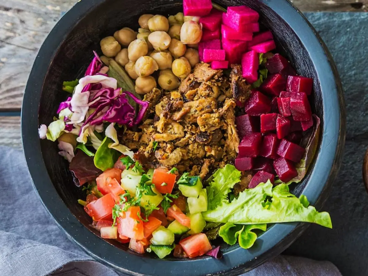 Chicken Shawarma Entree Salad with Hummus