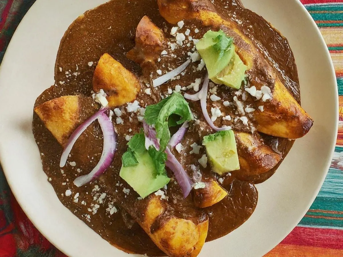 Soyrizo potato Enchiladas with Mole Negro Soyrizo potato Enchiladas with Mole Negro