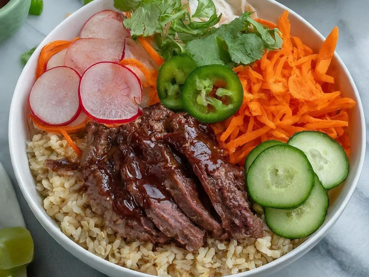 Bbq Beef and Brown Rice Vietnamese Bowl Bbq Beef and Brown Rice Vietnamese Bowl