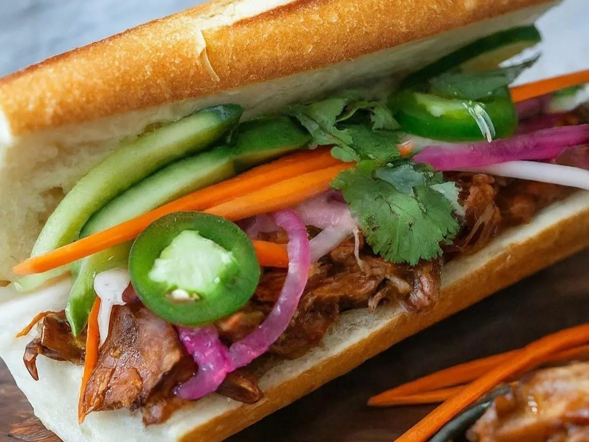 Bbq Jackfruit Banh Mi Sandwich with Chip and Cookie Bbq Jackfruit Banh Mi Sandwich with Chip and Cookie