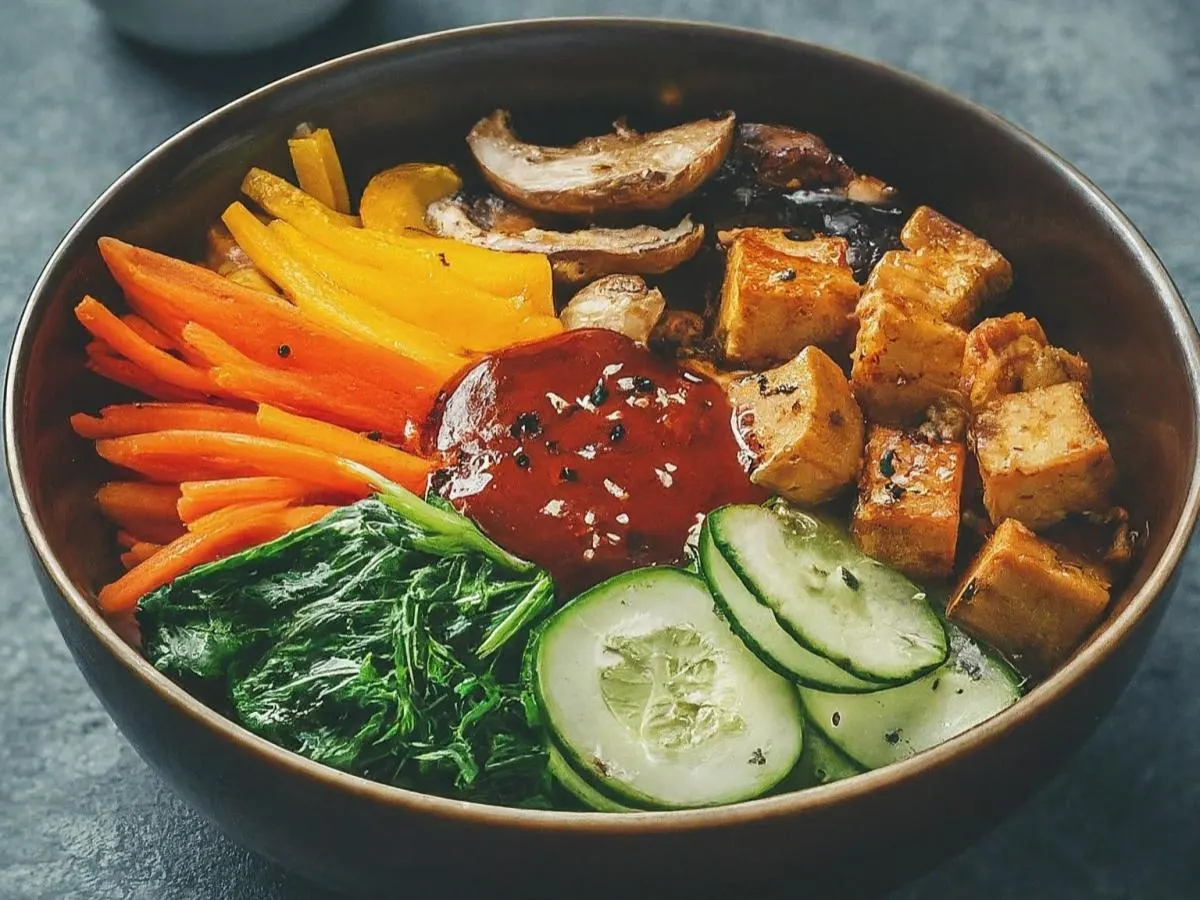 Bibimbap with Fried Tofu Bibimbap with Fried Tofu
