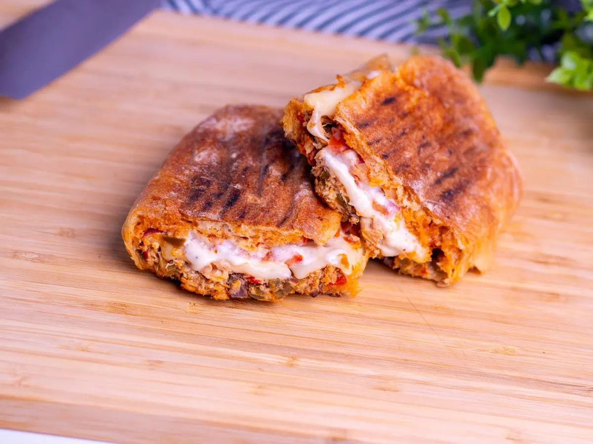 Half Mediterranean Tuna Panini with a Garden Salad