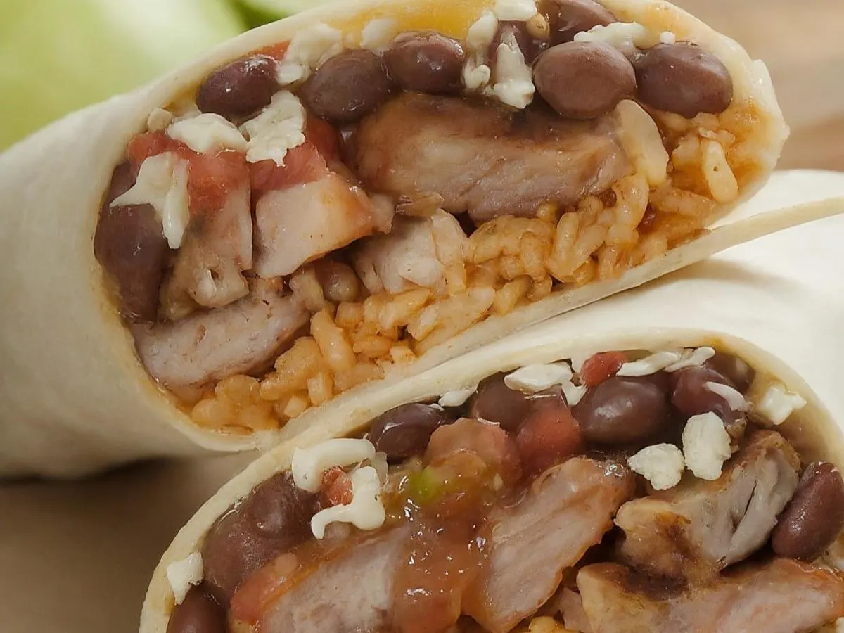 Carnitas Tropical Burrito with Side of Hot Salsa Carnitas Tropical Burrito with Side of Hot Salsa