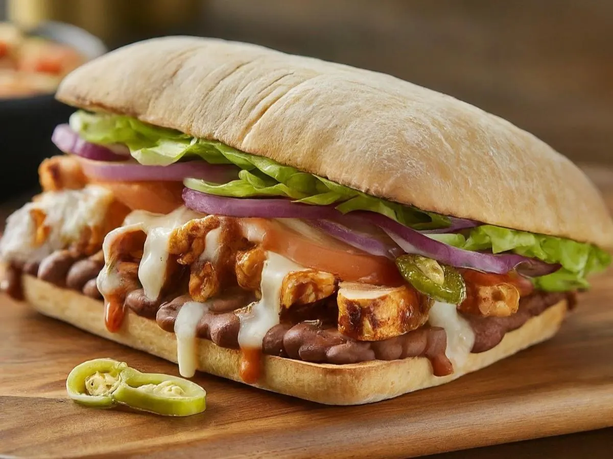 Chicken Torta with a Side of Chips and Salsa Chicken Torta with a Side of Chips and Salsa