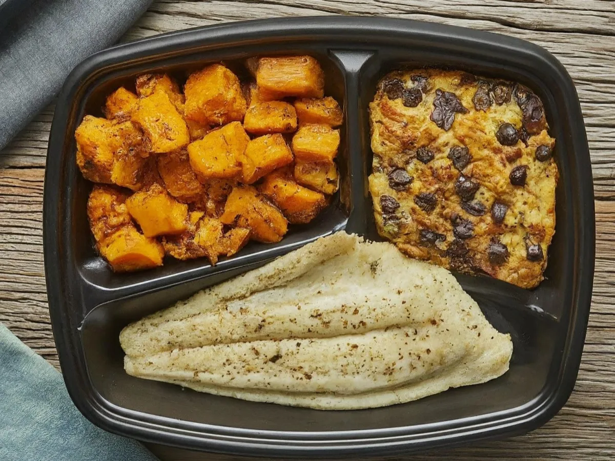 Dill Flounder Served with Roasted Sweet Potato & Sweet Plantain Casserole Dill Flounder Served with Roasted Sweet Potato & Sweet Plantain Casserole