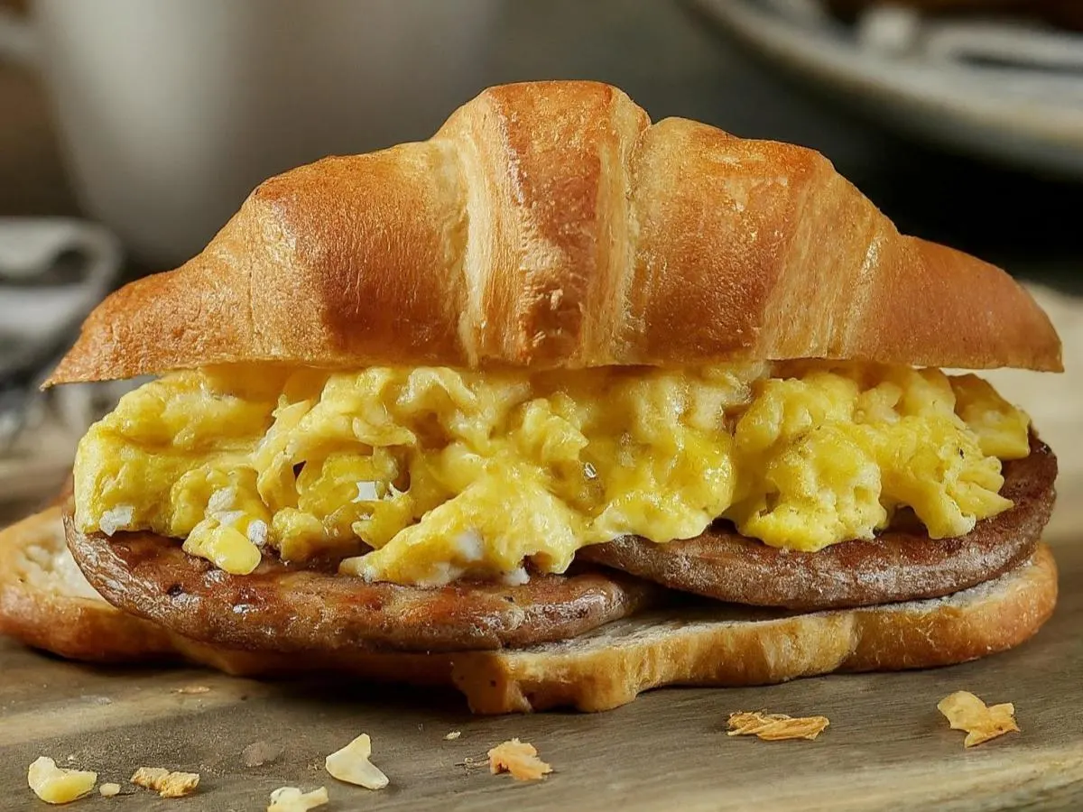 Beef Smoked Sausage and Egg Croissant