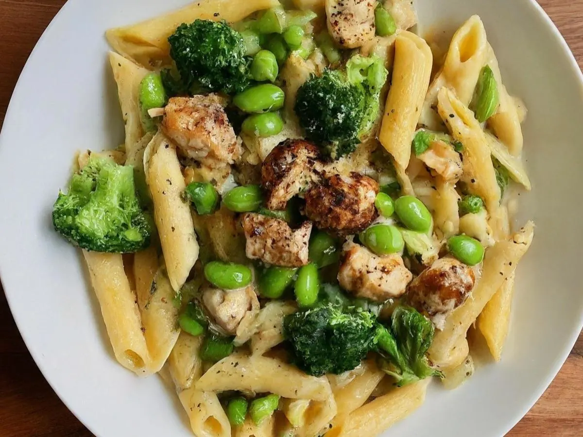 Jerk Chicken Broccoli Edamame Pasta Jerk Chicken Broccoli Edamame Pasta