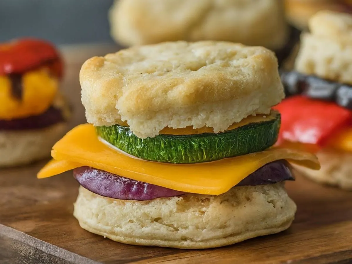 Mini Grilled Vegetable and Cheese Biscuit Sandwhich