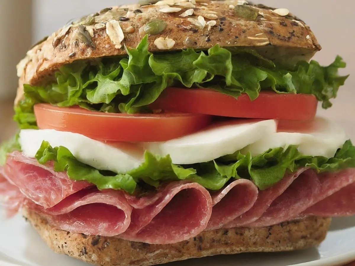 Salami and Mozzarella on Multi-Grain Bread Salami and Mozzarella on Multi-Grain Bread