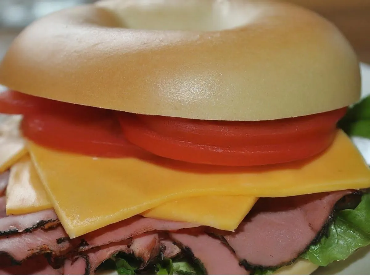 Pastrami and Gouda on Plain Bagel Pastrami and Gouda on Plain Bagel
