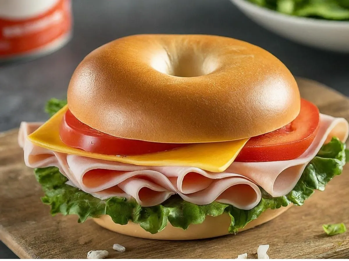 Ham and American Cheese on Plain Bagel Ham and American Cheese on Plain Bagel