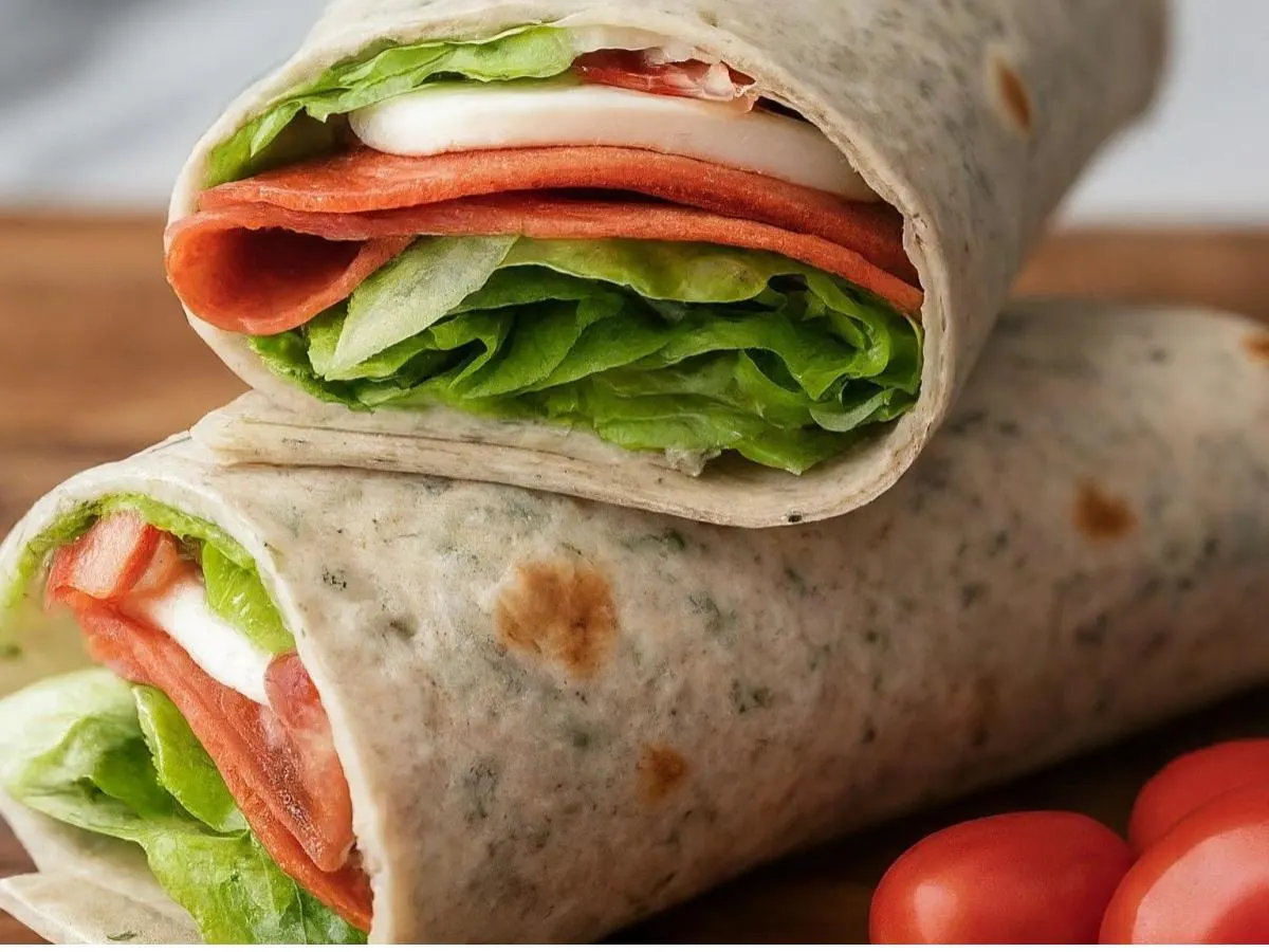 Pepperoni and Mozzarella on Garlic-Herb Wrap Pepperoni and Mozzarella on Garlic-Herb Wrap