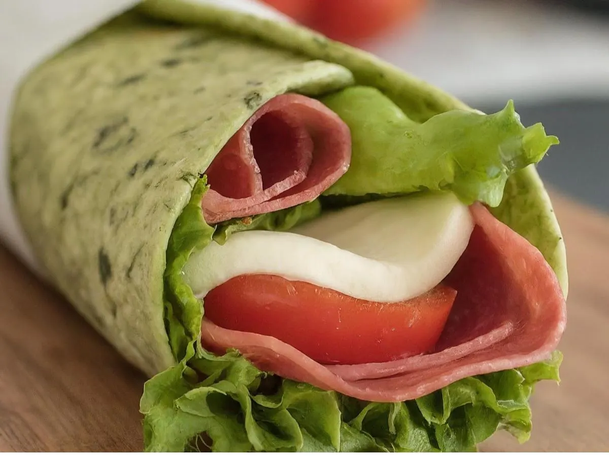 Salami and Mozzarella on Garlic-Herb Wrap Salami and Mozzarella on Garlic-Herb Wrap