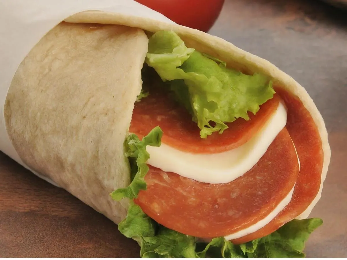 Pepperoni and Mozzarella on Tomato Wrap Pepperoni and Mozzarella on Tomato Wrap