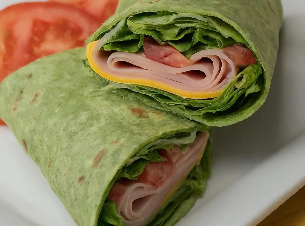 Ham and American Cheese on Spinach Wrap Ham and American Cheese on Spinach Wrap