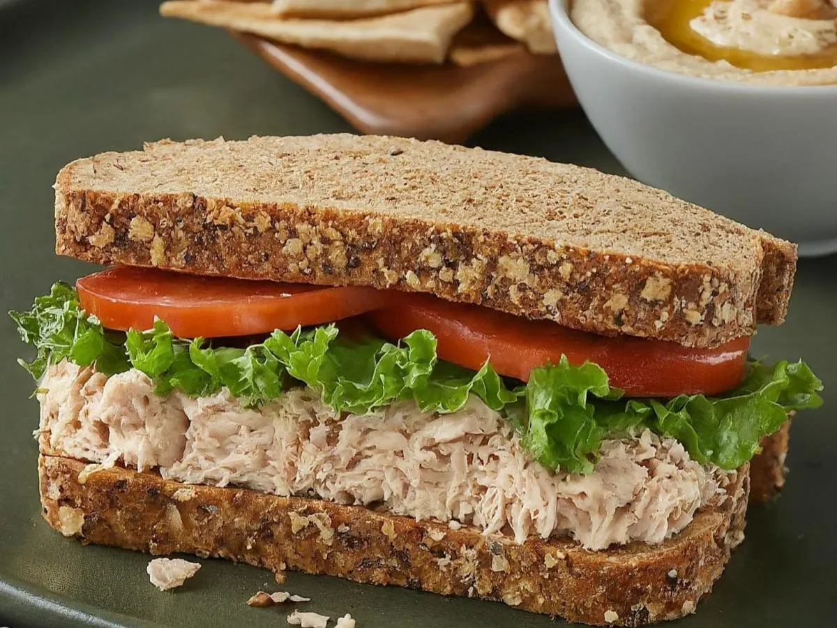 Albacore Tuna on Multigrain with Pita Chips, Hummus, & Sugar Cookie
