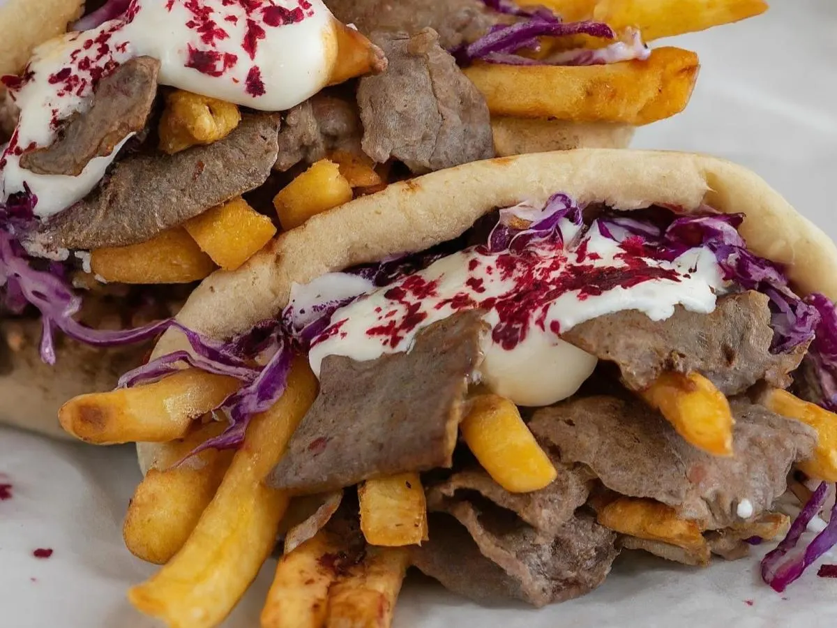 Beef and Lamb Gyro Box with Spicy Aioli Sauce