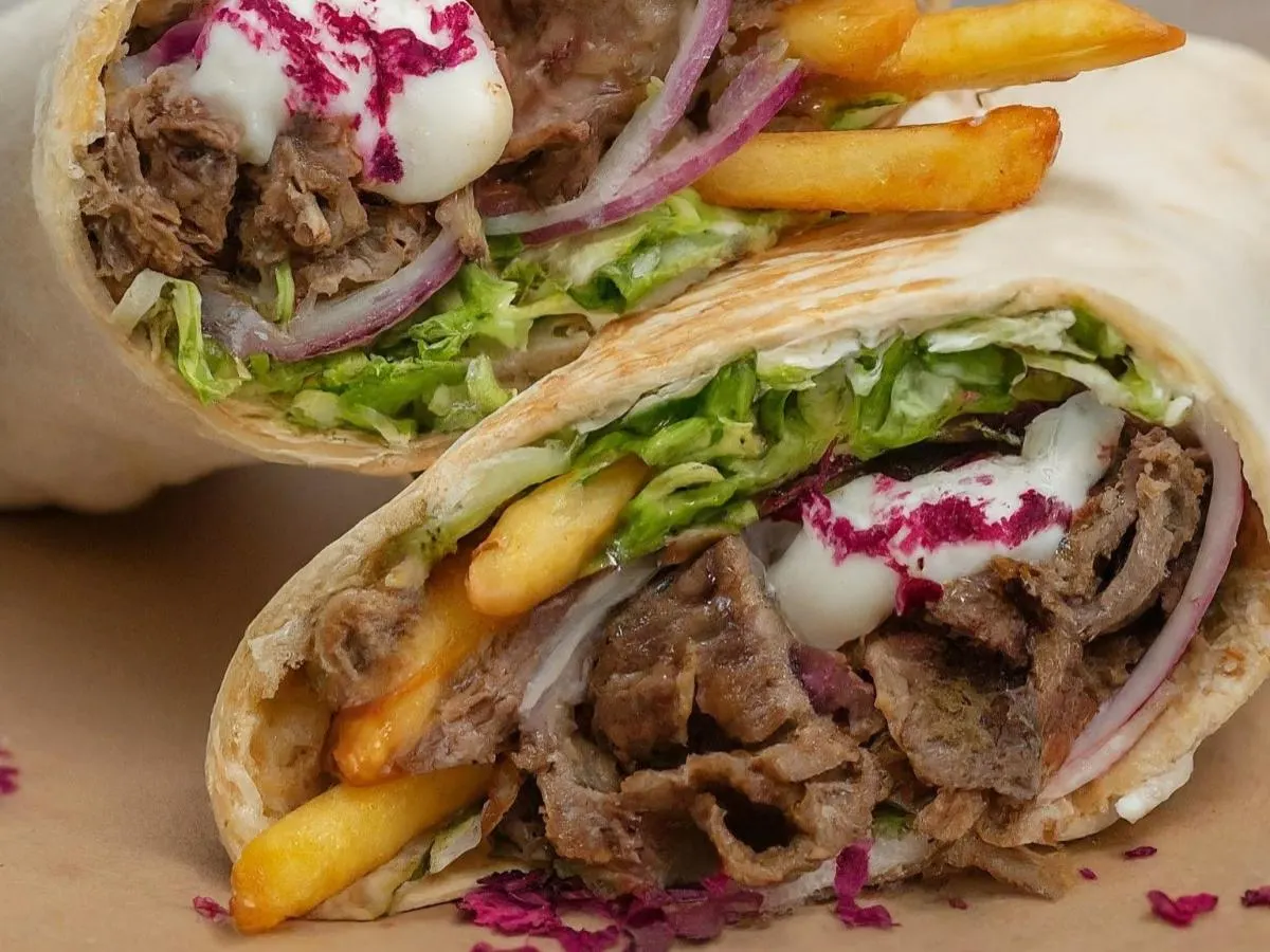Beef and Lamb Shawarma Box with Regular Aioli Sauce