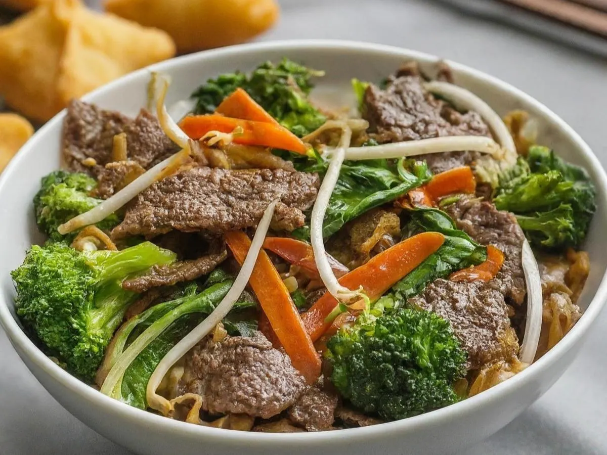 Beef Pad See Ew with Crab Rangoons Beef Pad See Ew with Crab Rangoons