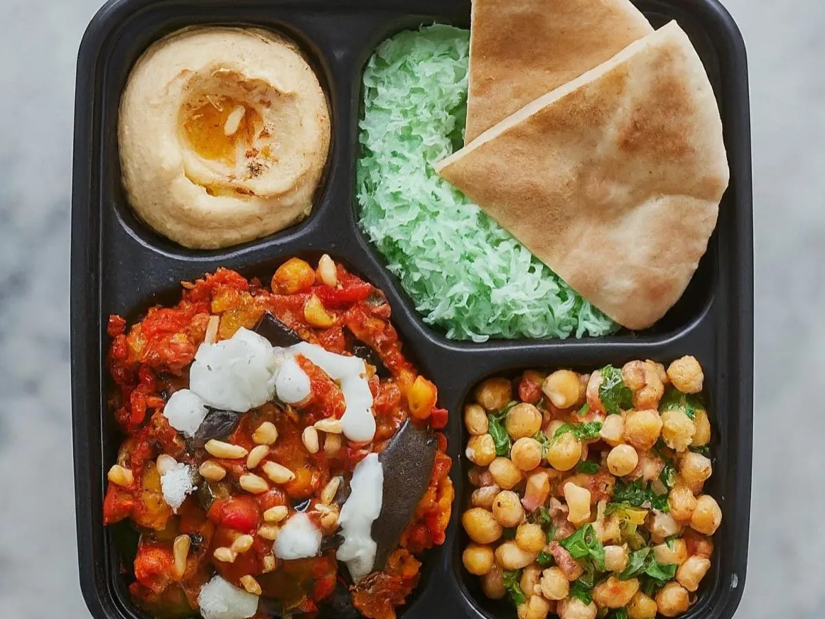 Vegan Betinjan Fatteh Boxed Lunch Vegan Betinjan Fatteh Boxed Lunch
