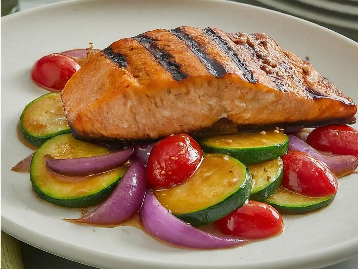 Light Carb Wild Caught Grilled Salmon With Stir Fry Vegetables Light Carb Wild Caught Grilled Salmon With Stir Fry Vegetables