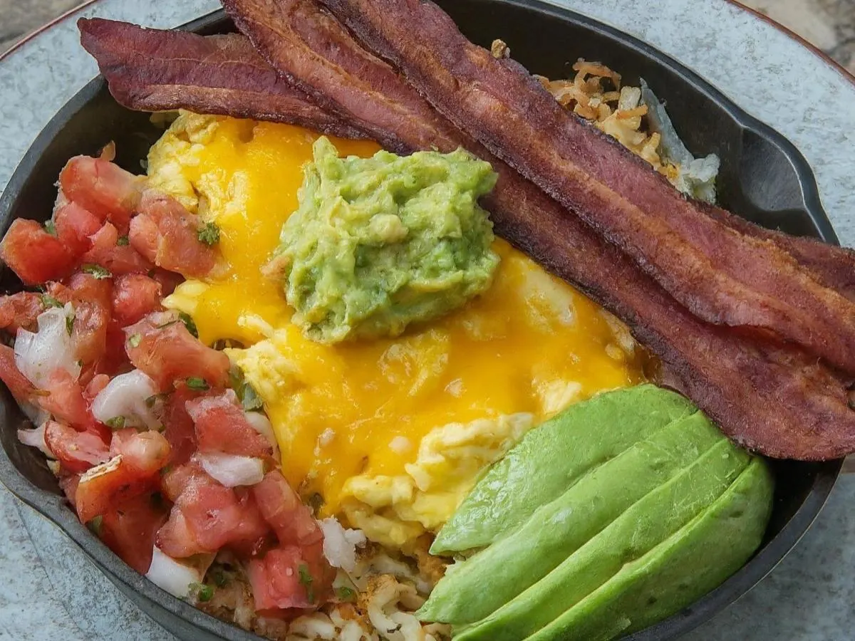 Bacon Breakfast Burrito Bowl (Avocado Served on the Side) Bacon Breakfast Burrito Bowl (Avocado Served on the Side)