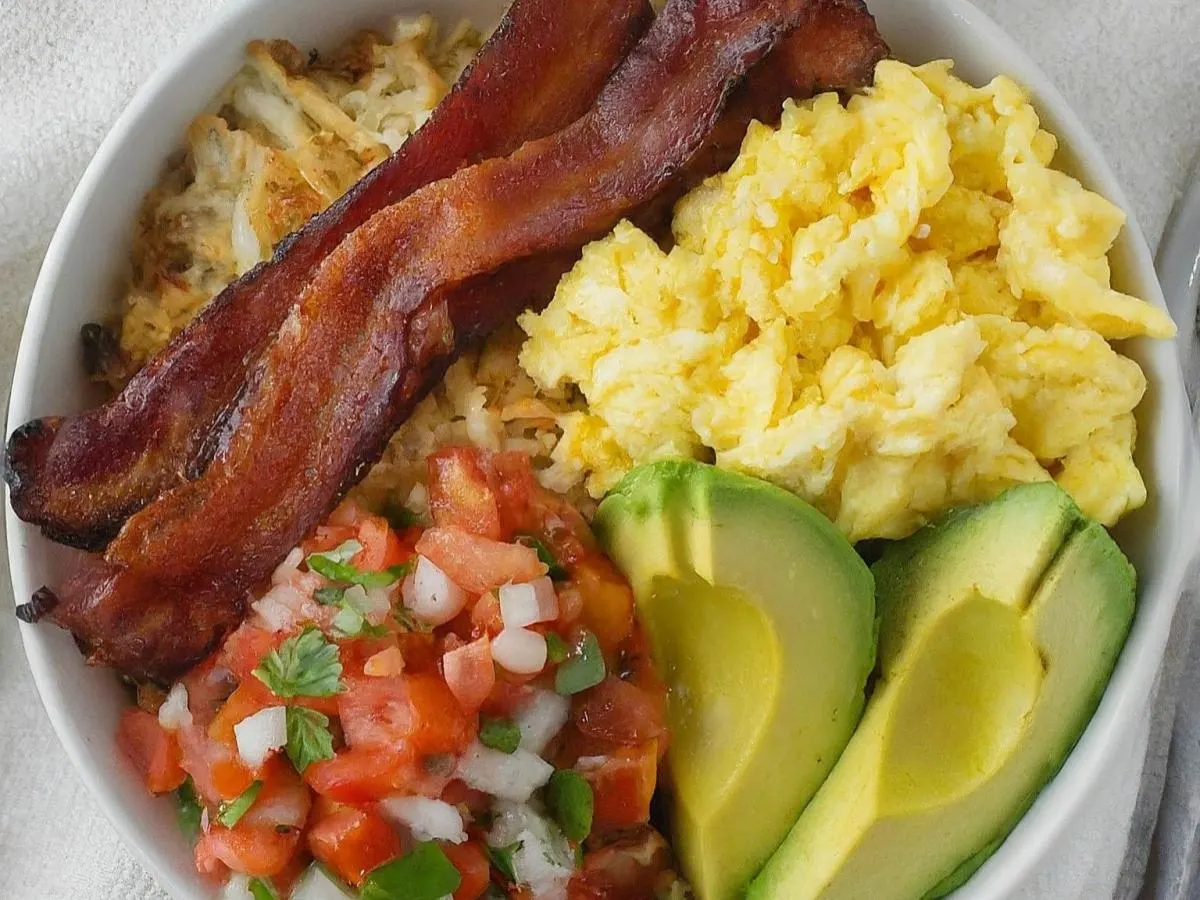 Dairy Free Bacon Breakfast Burrito Bowl (Avocado Served on the Side) Dairy Free Bacon Breakfast Burrito Bowl (Avocado Served on the Side)