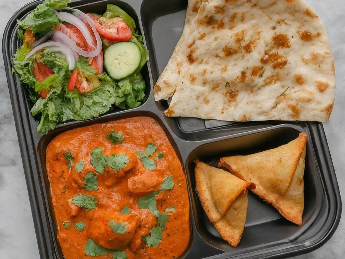 Chicken Tikka Masala | Salad | Plain Naan and Samosa Chicken Tikka Masala | Salad | Plain Naan and Samosa