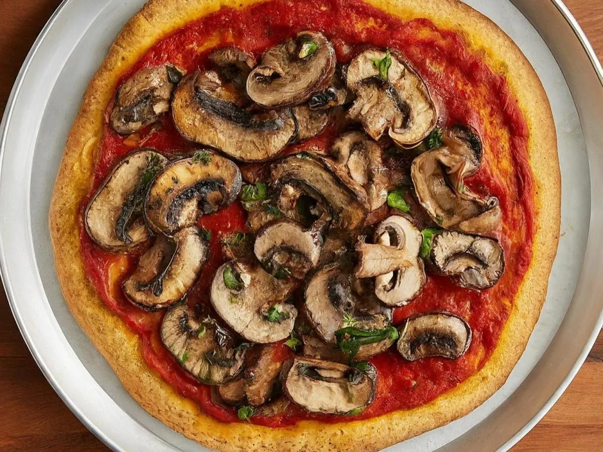 Gluten-Free Vegan Mushroom Pizza (No Cheese)