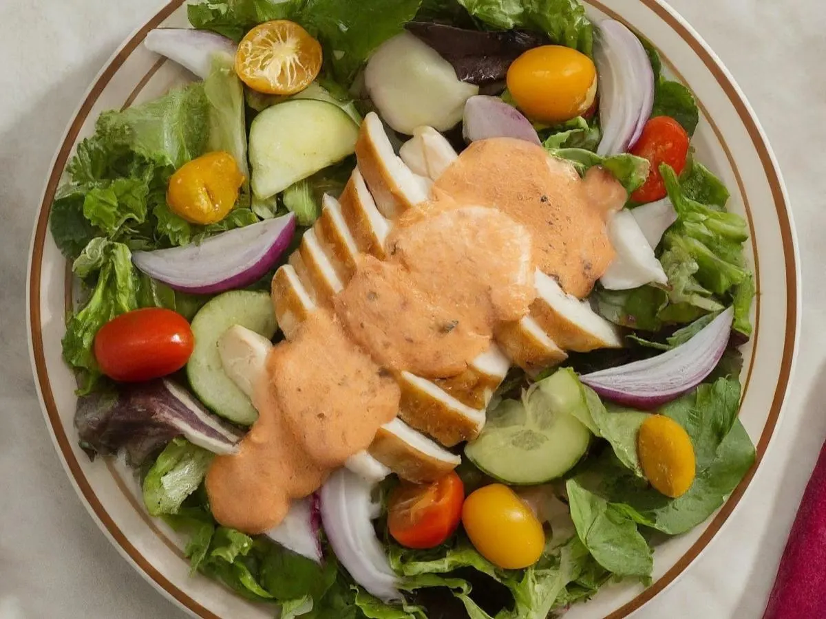 Individual Chicken Garden Salad with Thousand Island Dressing (gluten free)