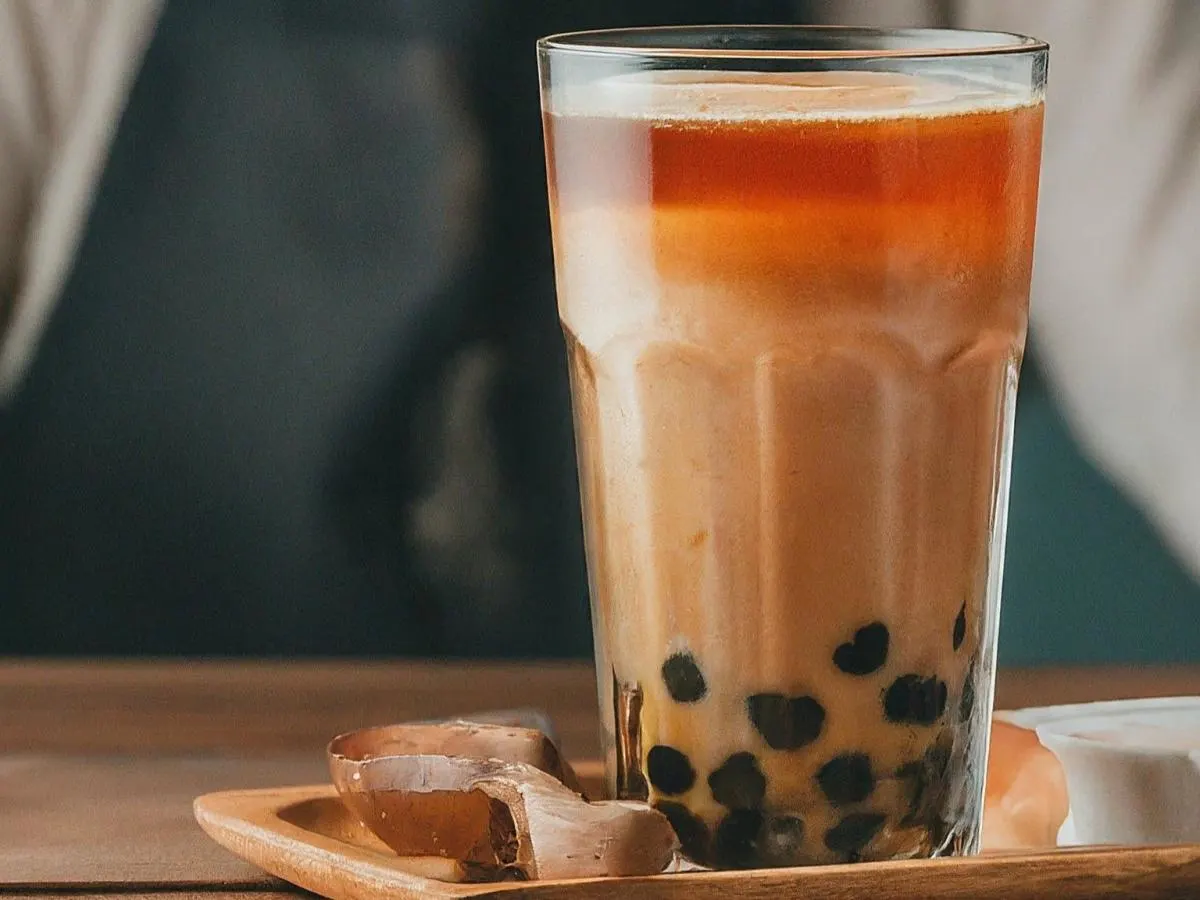 Black tea latte w/Honey boba - 50% sweet Black tea latte w/Honey boba - 50% sweet