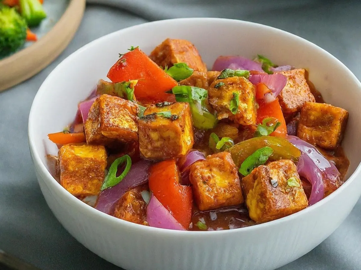 Vegan Chilli Tofu With Basmati Rice and Mixed Vegetables Vegan Chilli Tofu With Basmati Rice and Mixed Vegetables