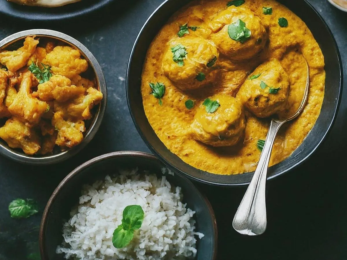Malai Kofta With Basmati Rice and Gobi Aloo Malai Kofta With Basmati Rice and Gobi Aloo