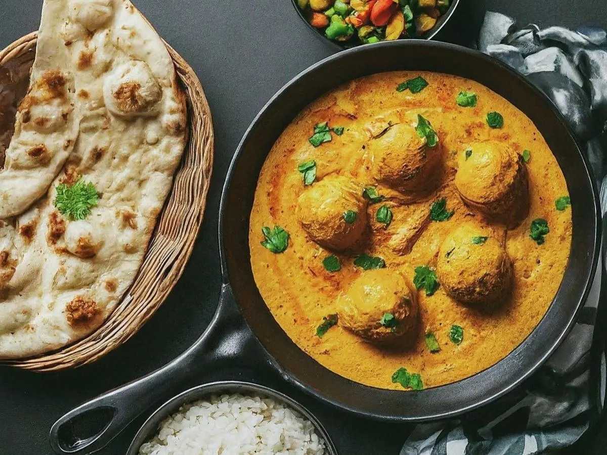 Malai Kofta With Basmati Rice, Mixed Vegetables, and Naan Malai Kofta With Basmati Rice, Mixed Vegetables, and Naan